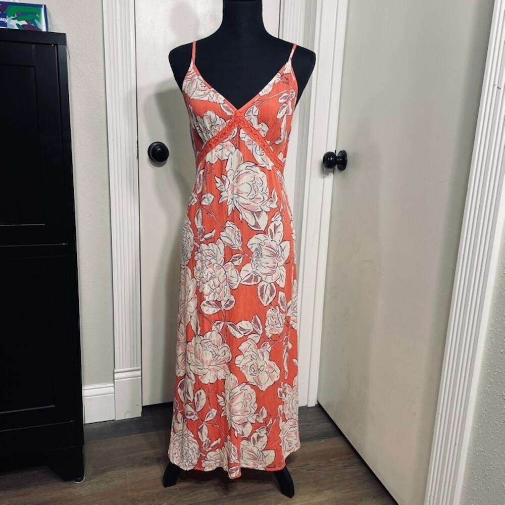 NWT Patrons of Peace Brent Dress Medium Poppy Floral Boho V Neck Midi Lace M